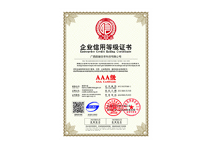 AAA等級信用證書